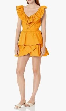 NWT BB Dakota Steve Madden Summer Sunset Ruffle Dress Yellow Size M